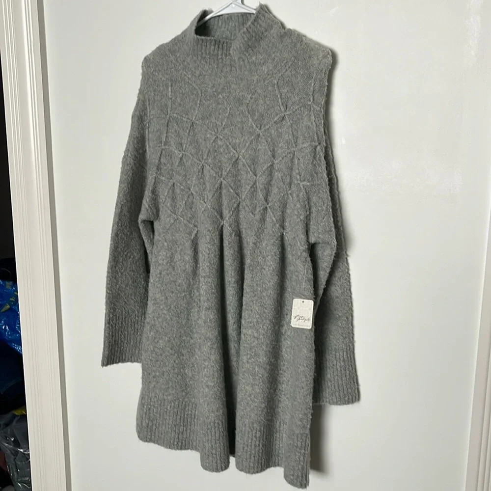Free People Heather Gray Sweater Dress, NWT
